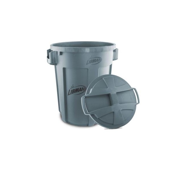 Libman Commercial 32 Gallon Trash Can with Lid Gray, 6PK 1464 - main